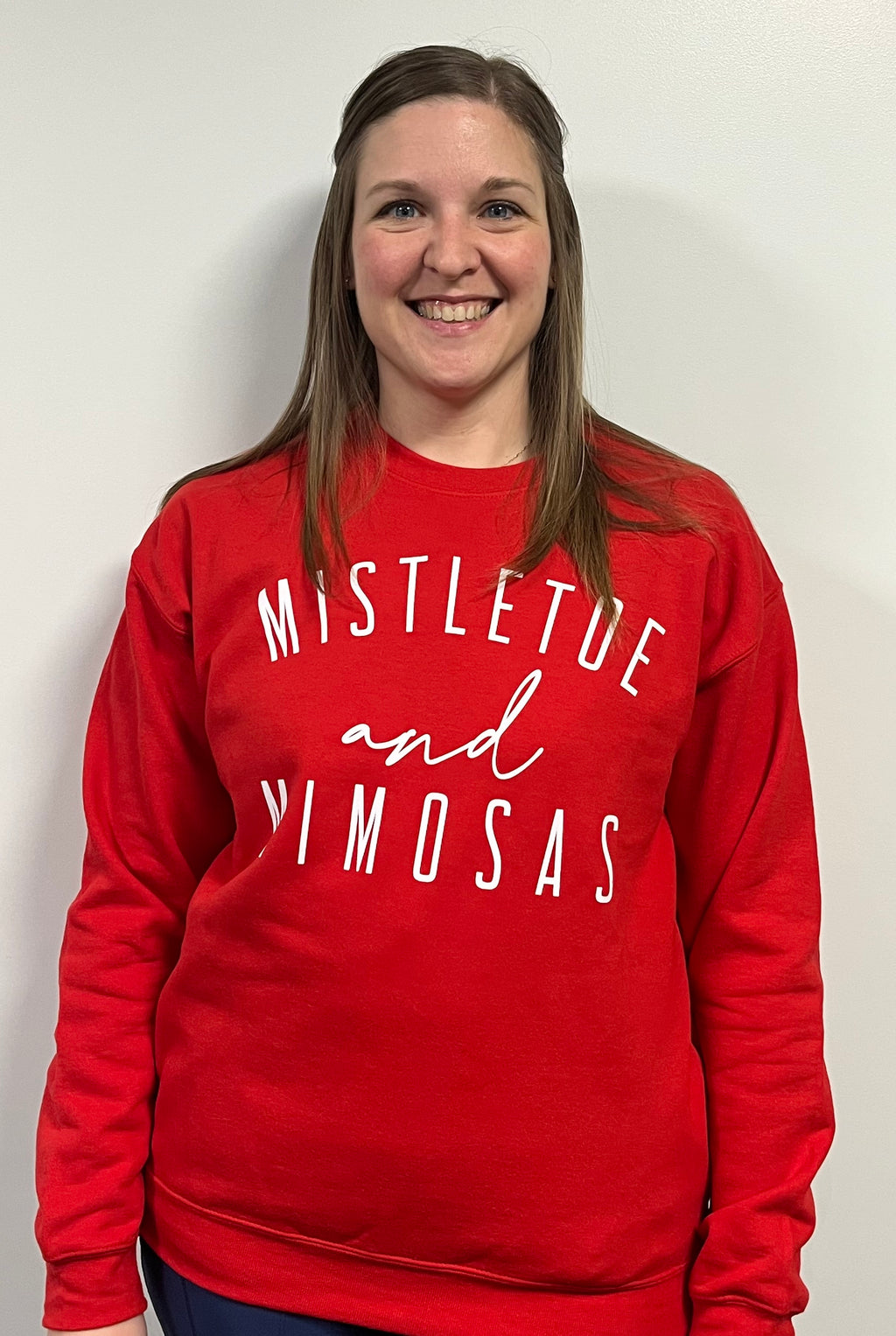Red Mistletoe & Mimosas Holiday Crewneck