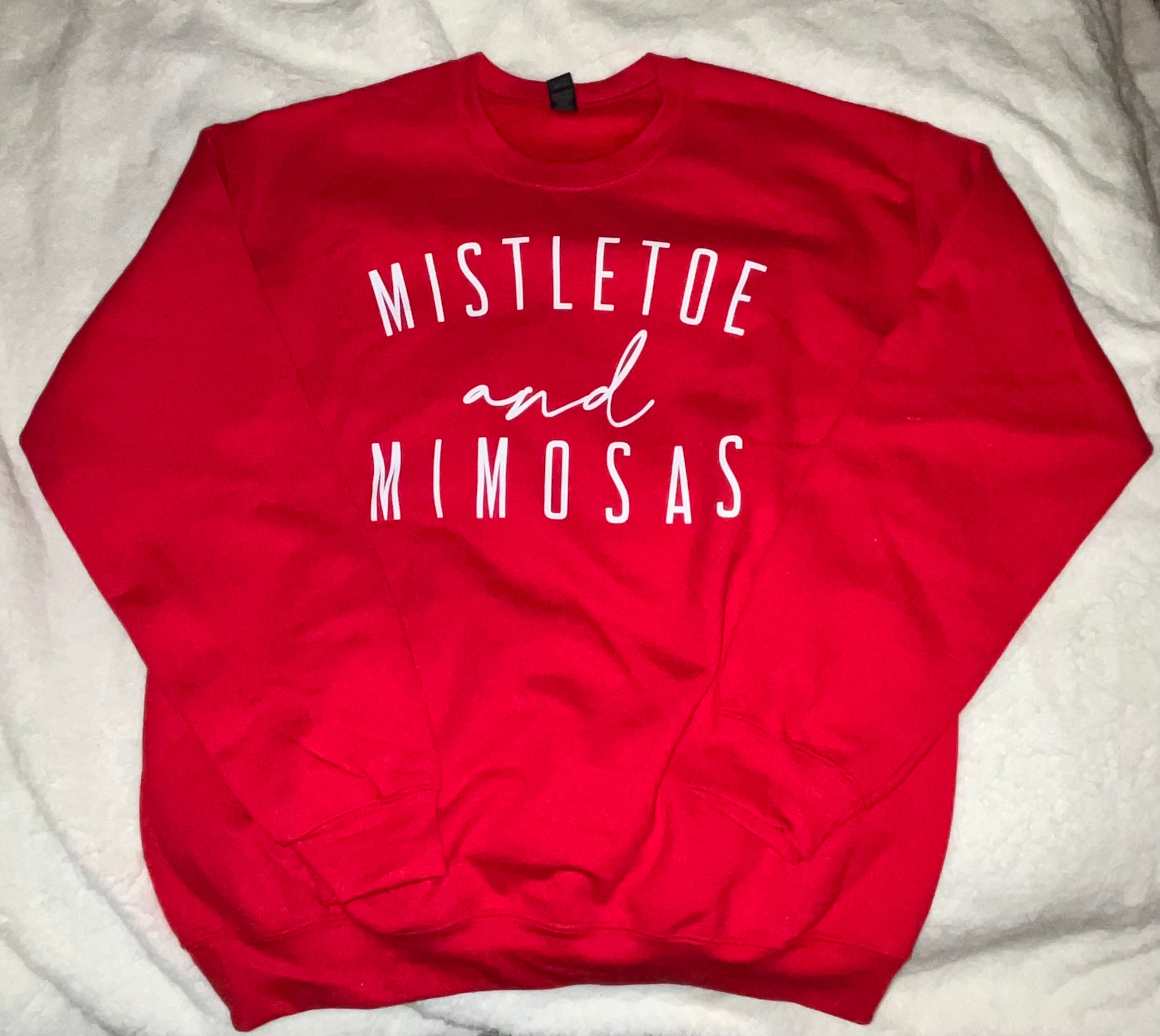 Red Mistletoe & Mimosas Holiday Crewneck